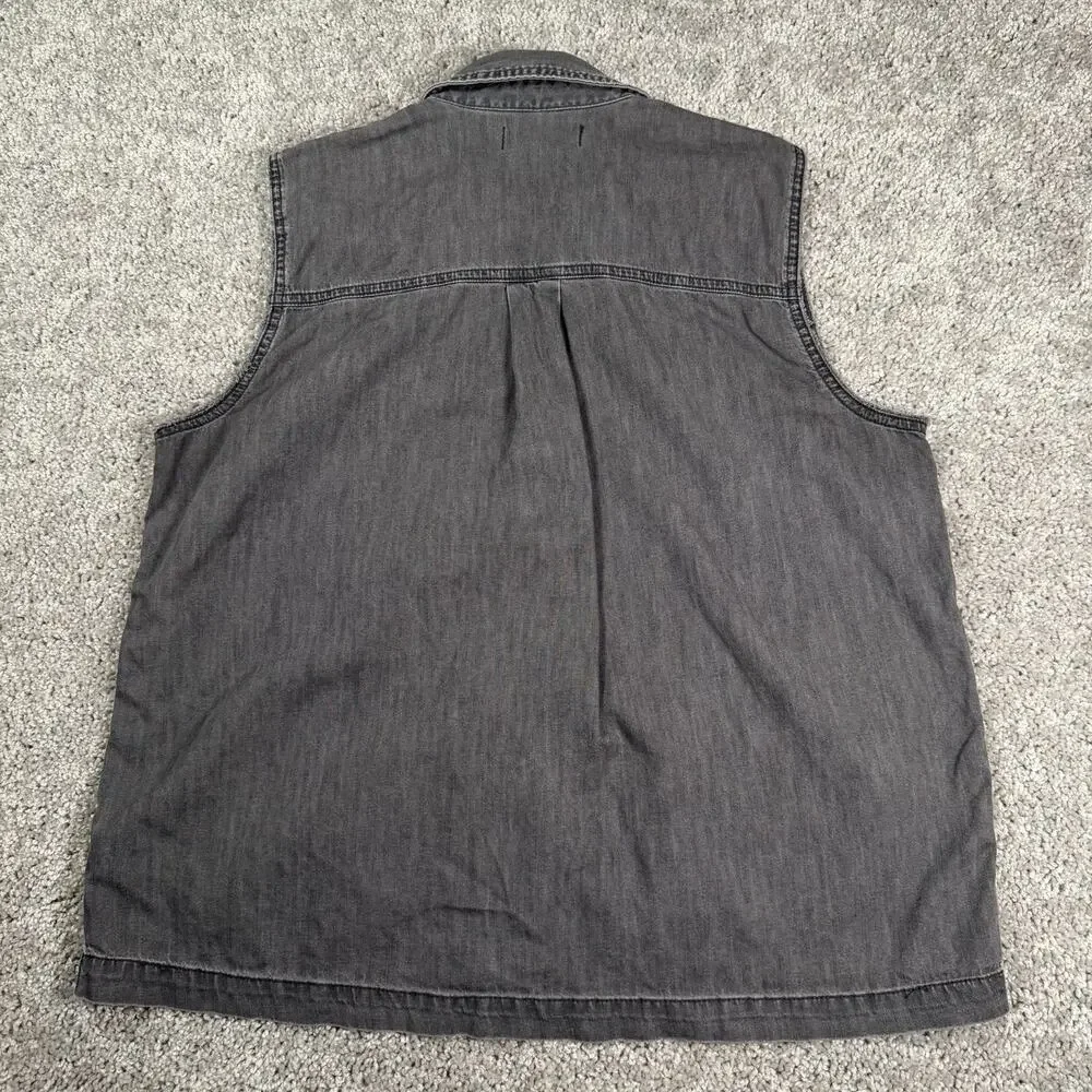 Madewell Women's M Denim Button Front‎ Long Vest Gray Wash Bikerchic